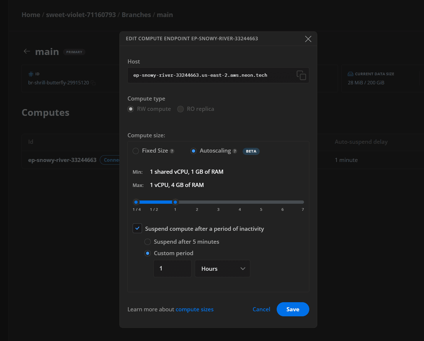 Connection warmup Auto-suspend and Autoscaling configuration